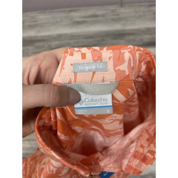 Columbia Shirt Mens Size Small Orange Floral Short Sleeve New Button Down - Picture 12 of 12